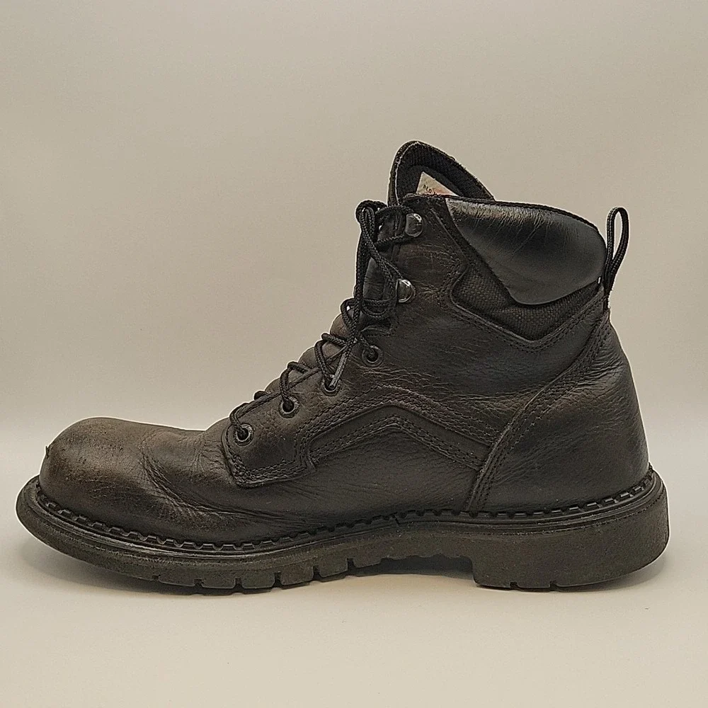 Red Wing 923 Men's 10.5 D Black Work Boots Made USA DynaForce Leather